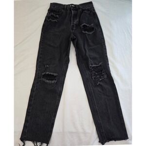 PacSun Ultra High Rise Slim Ripped Distressed Black‎ Wash Jeans Womens 26 Thrash